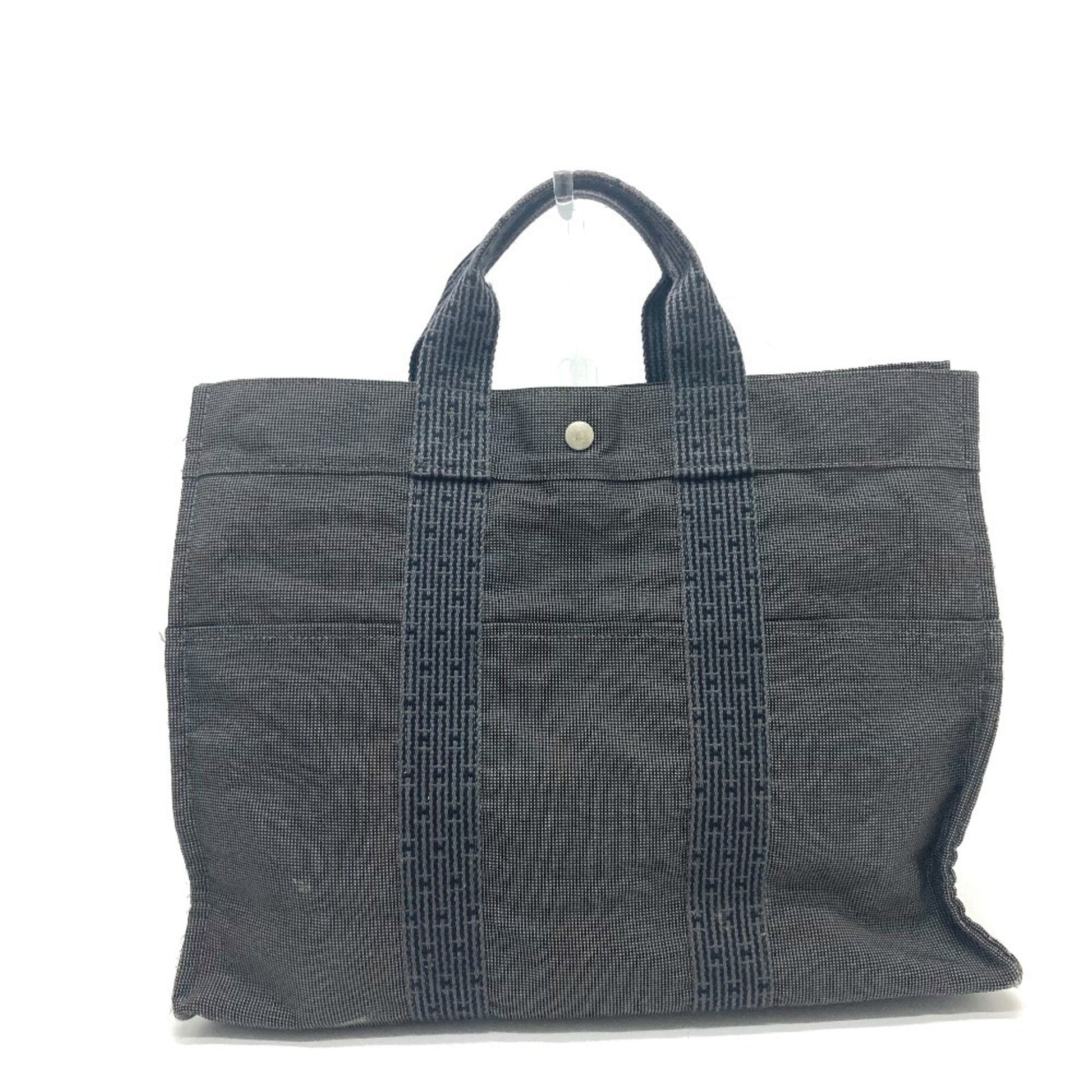 Hermes Handbag Tote Bag Canvas Gray Tote Bag 1