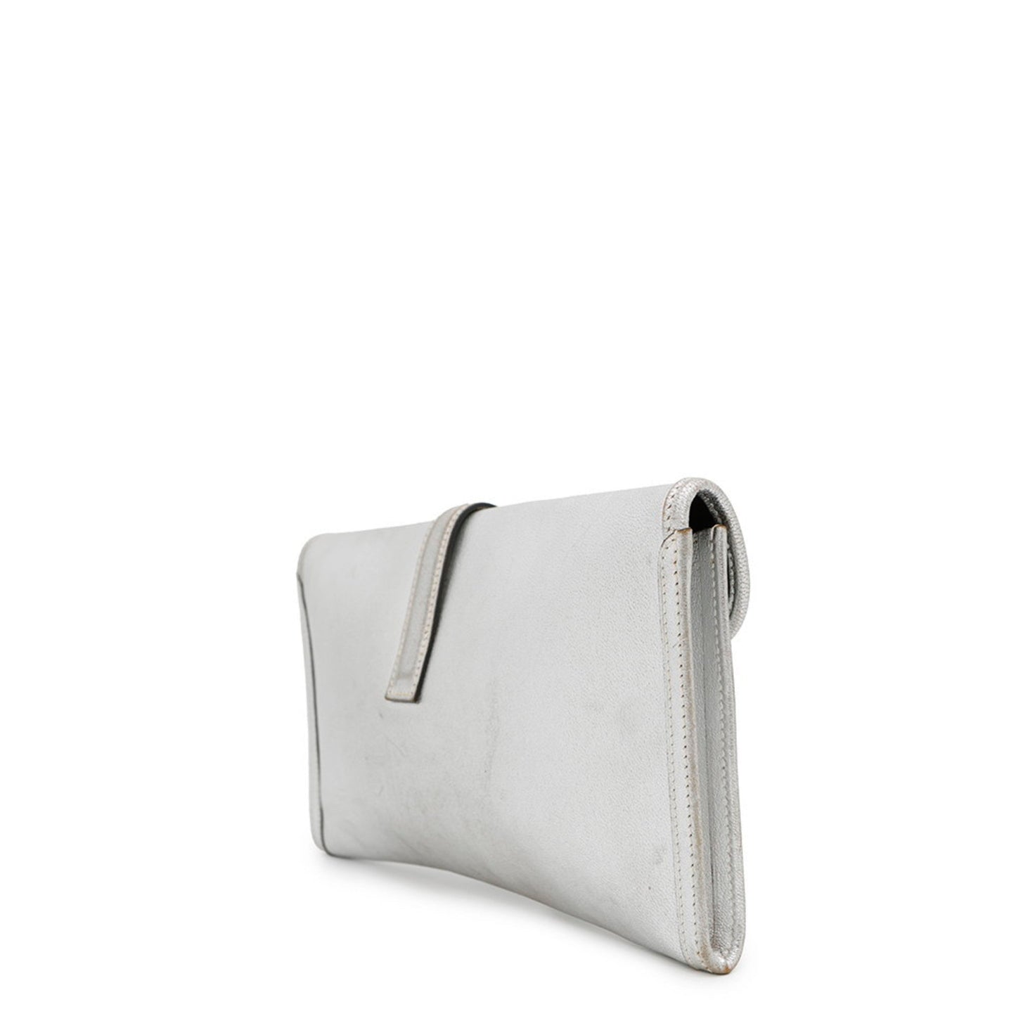 Hermes Jige Chevre Re Clutch Bag Leather Silver
