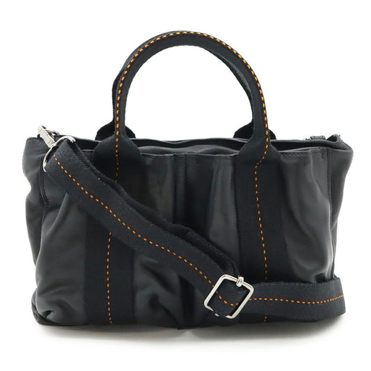 Hermes Caravan Horizontal Veau Derma Shoulder Bag Tote Bag Black Orange