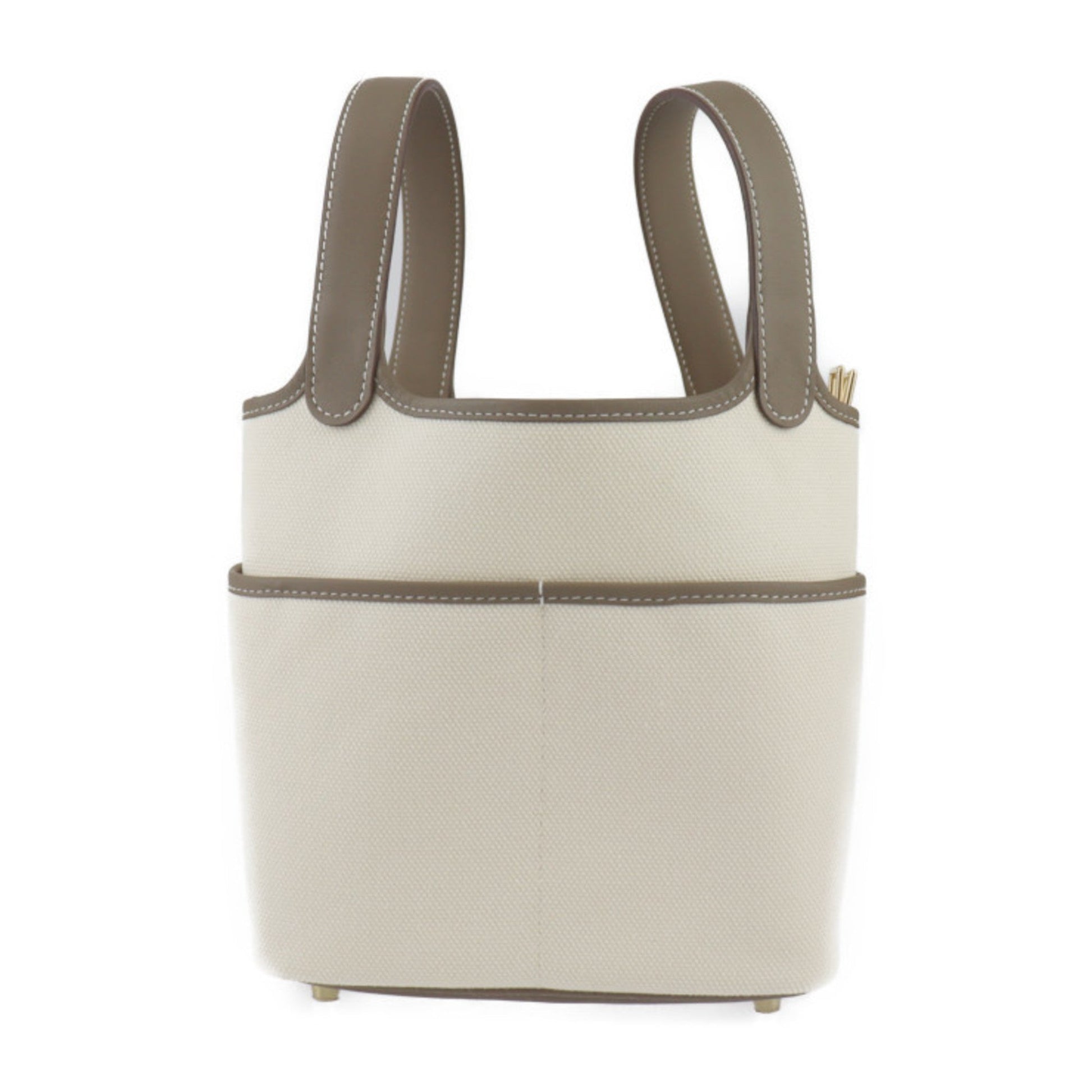 Hermes Picotin Ecru Etoupe Epsom Handbag Tote Bag Leather Gray
