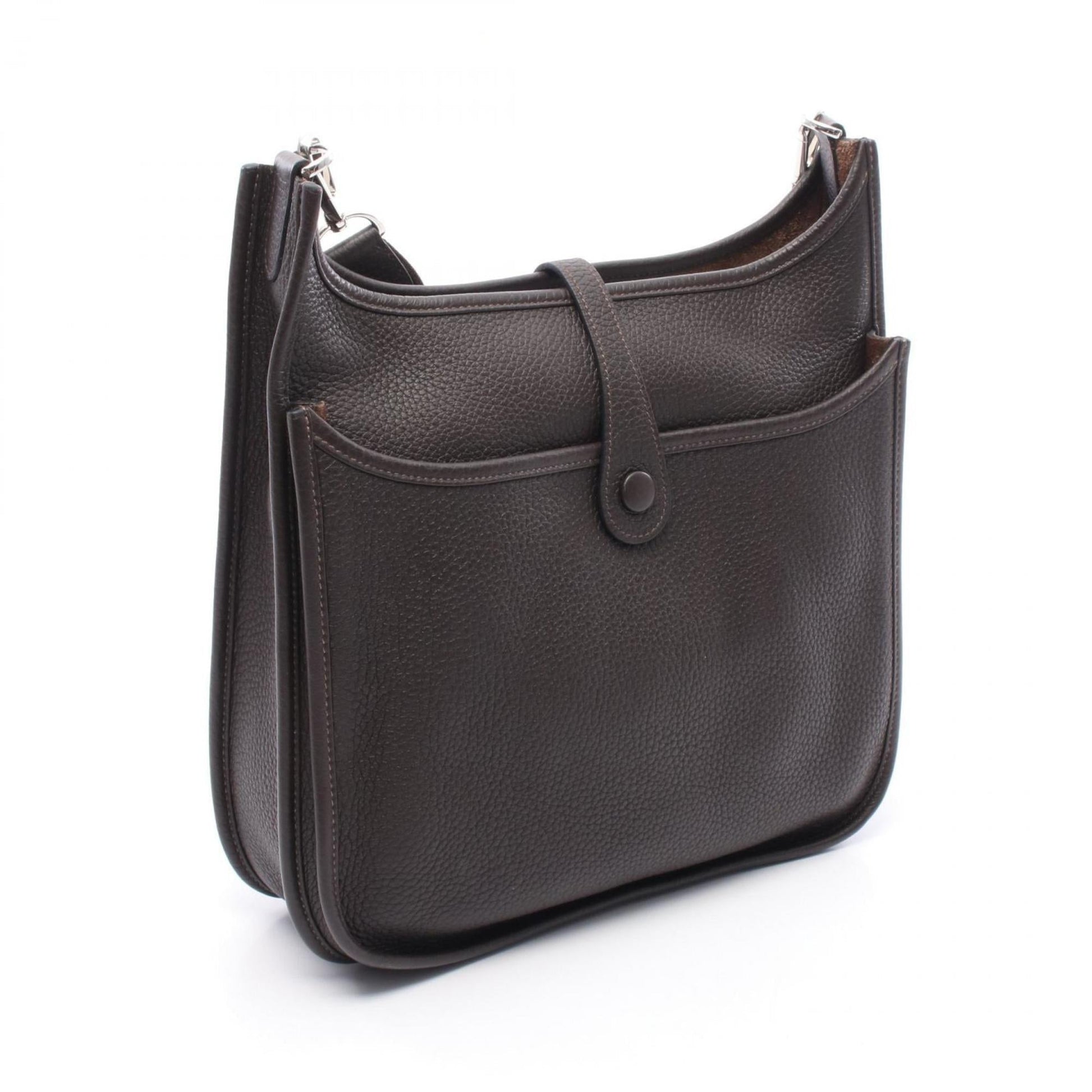 Hermes Taurillon Clemence Shoulder Bag Leather Brown Leather Shoulder Bag