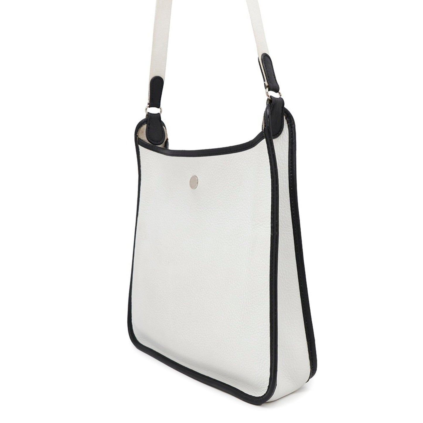 Hermes Vespa Taurillon Clemence Shoulder Bag Leather Black White