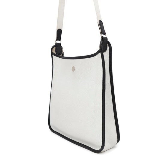 Hermes Vespa Taurillon Clemence Shoulder Bag Leather Black White
