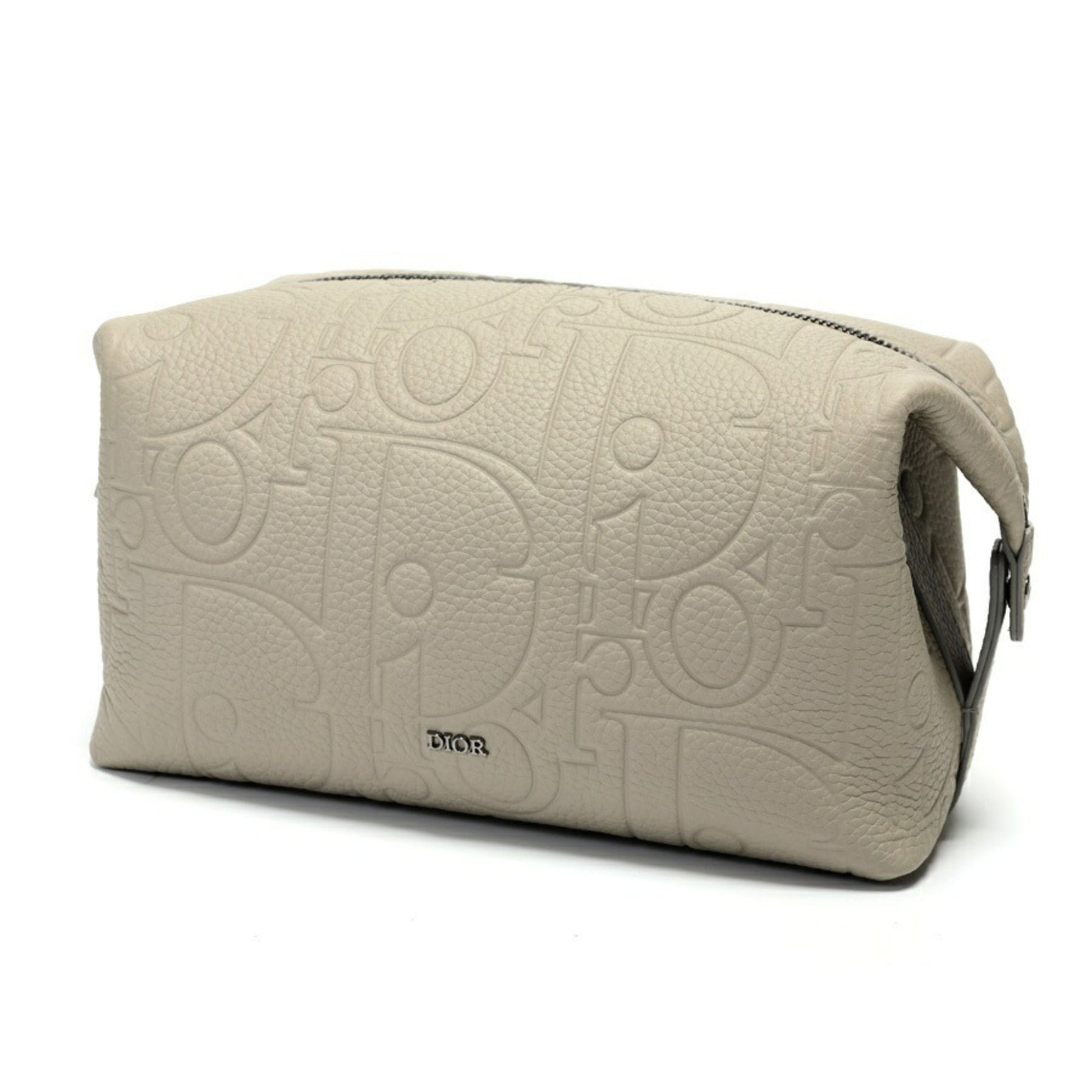Dior Handbag Christian Pouch Leather Gray Satchel Bag