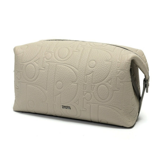 Dior Handbag Christian Pouch Leather Gray Satchel Bag