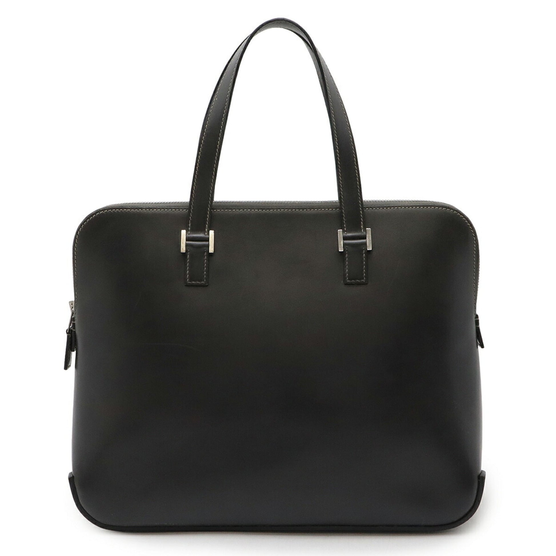 Hermes Dark Box Calf Handbag Tote Bag Leather Calf Leather Gray