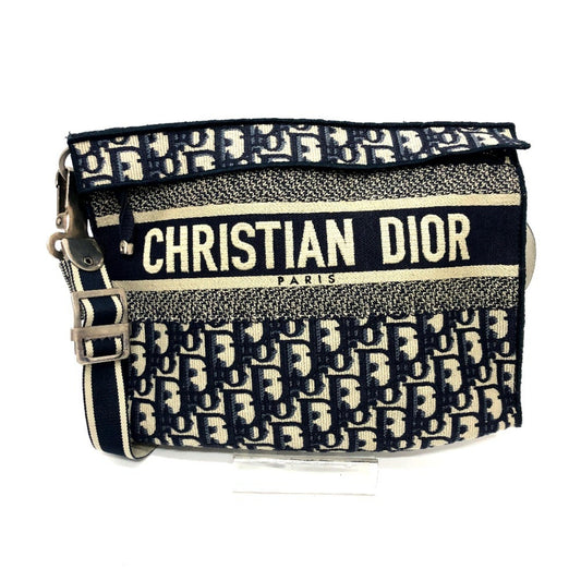 Dior Handbag Christian Jacquard Shoulder Bag Blue Navy