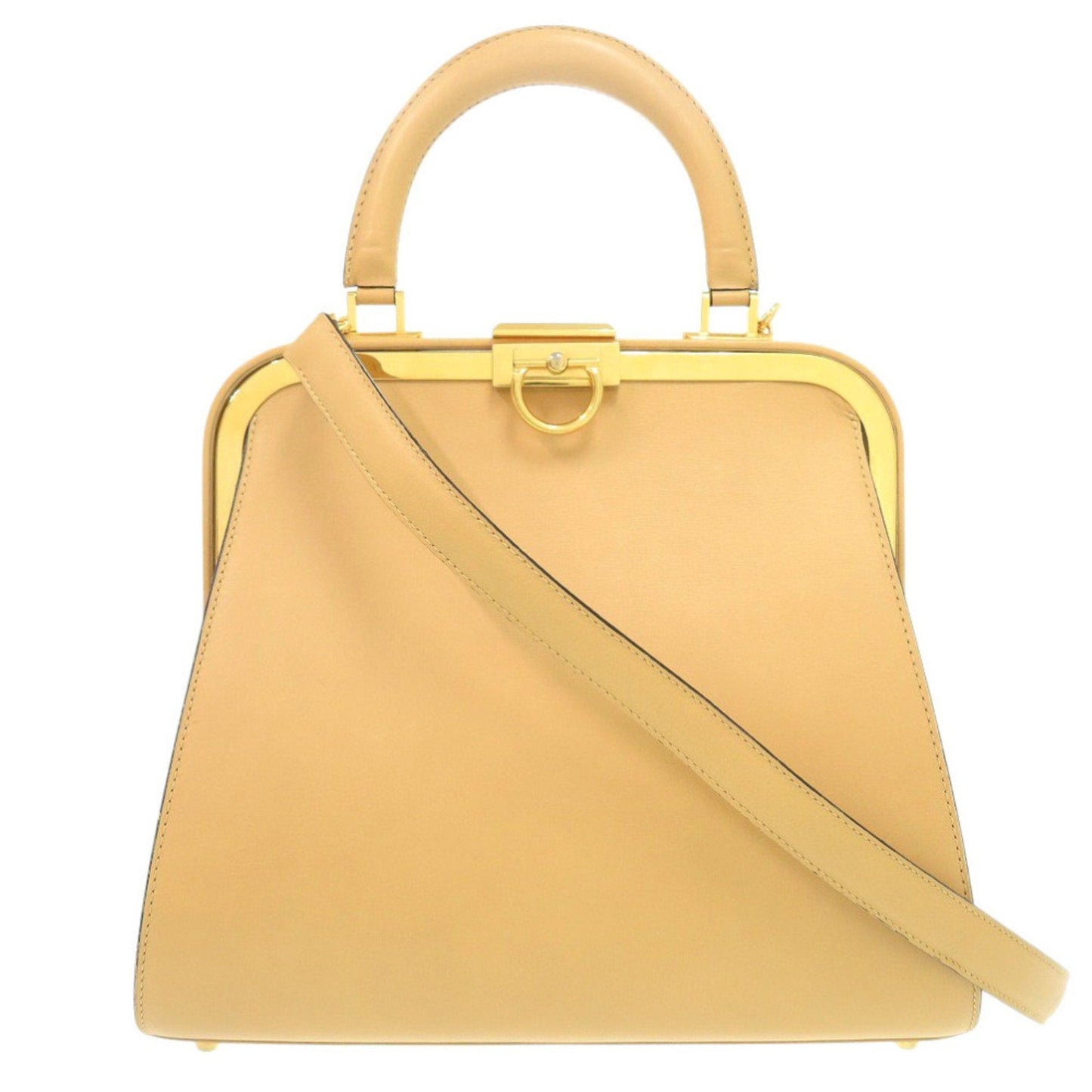 Dior Handbag Christian Shoulder Bag Leather Beige