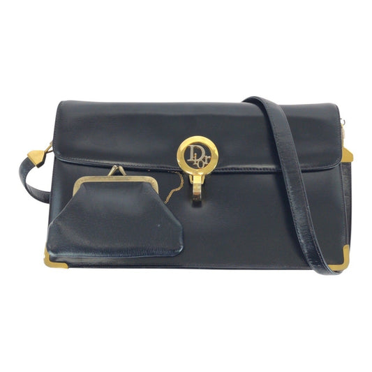 Dior Handbag Christian Pochette Shoulder Bag 5 Leather Black