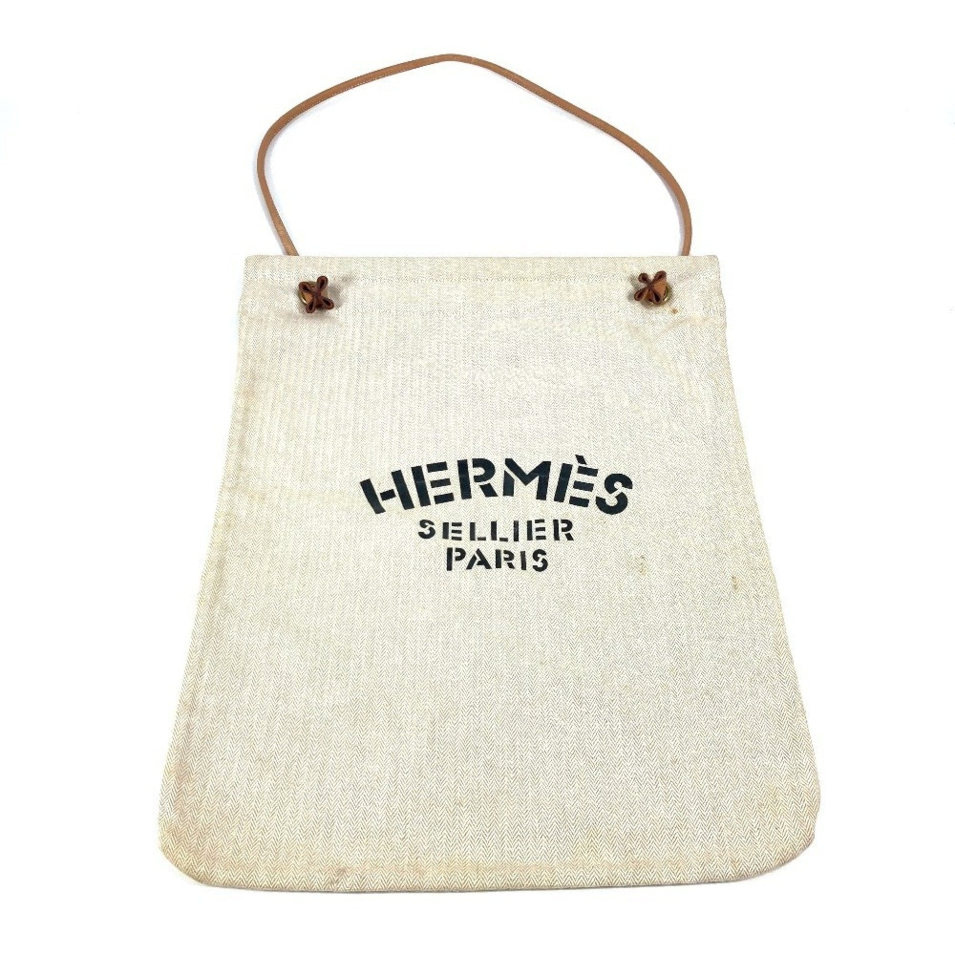 Hermes Natural Cotton Shoulder Bag White