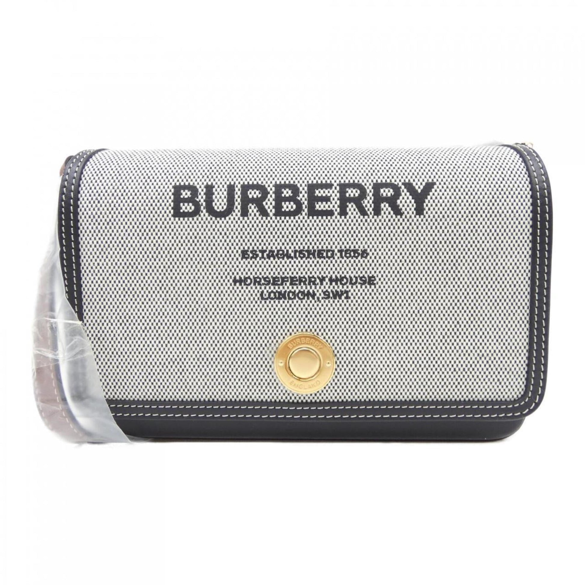 Burberry Handbag Shoulder Bag Black White Gray