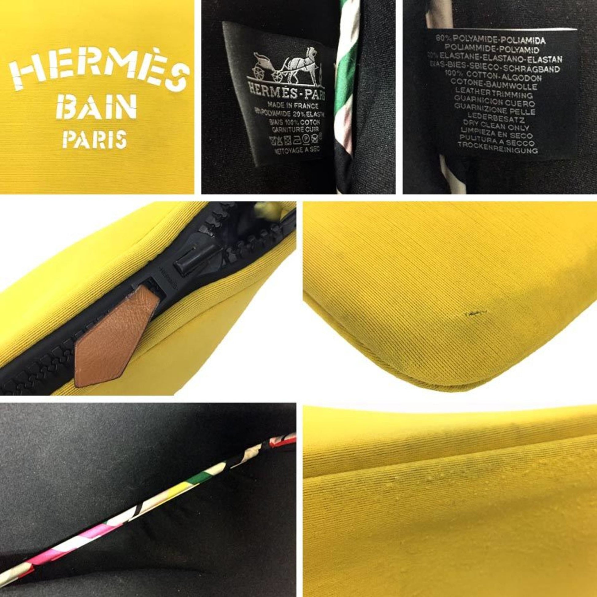 Hermes Polyamide Clutch Bag Pouch Yellow