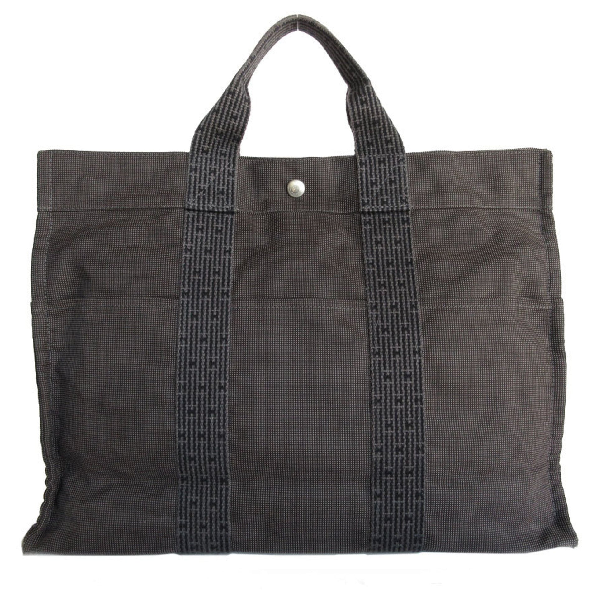 Hermes Dark Handbag Tote Bag Canvas Gray Handbag Tote Bag