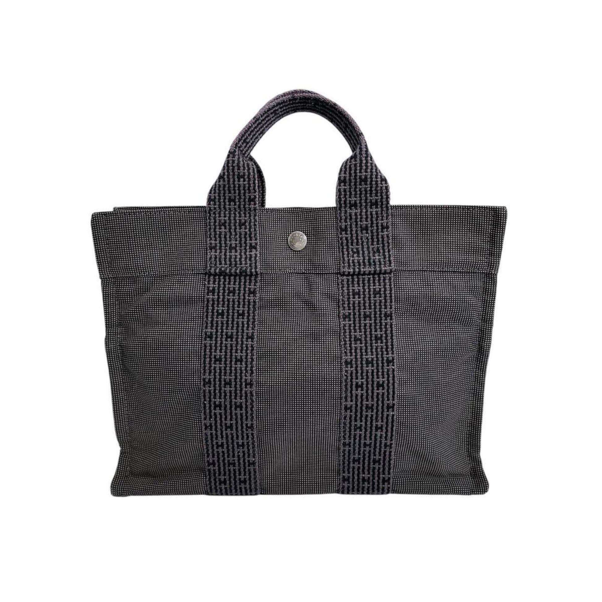 Hermes Her Line Tote Bag Canvas Gray Tote Bag 24