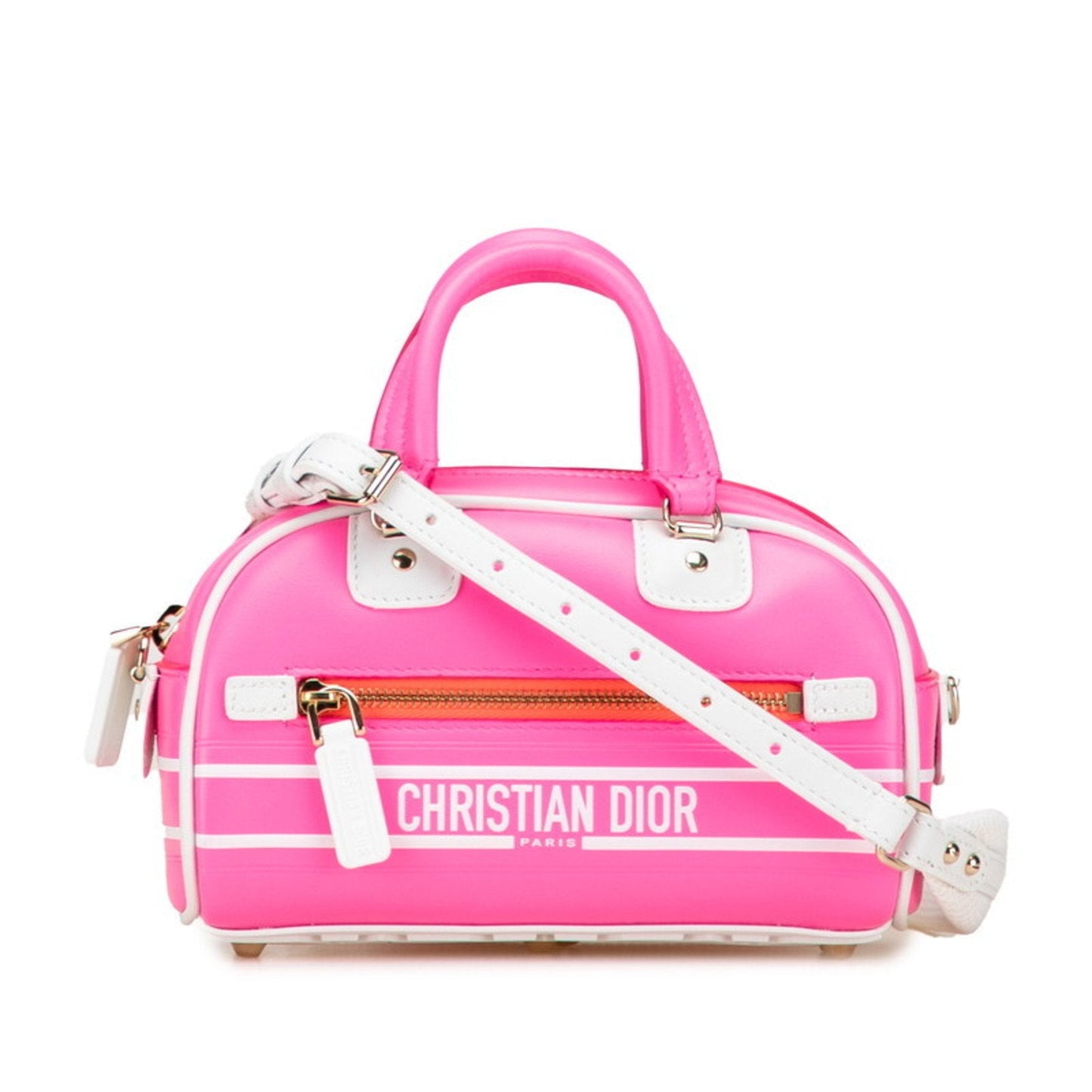 Dior Handbag Christian Leather White Pink