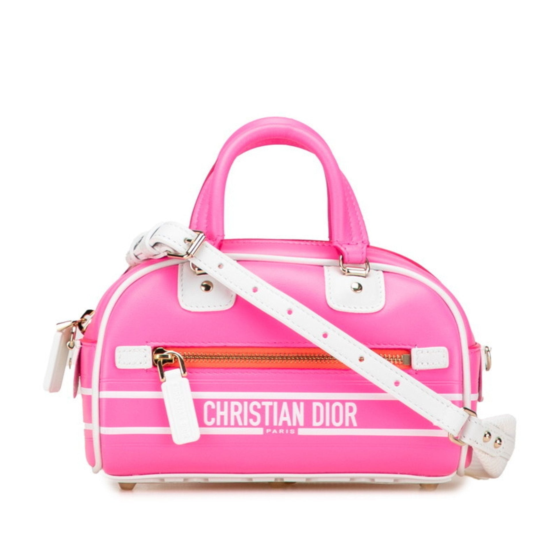 Dior Handbag Christian Leather White Pink