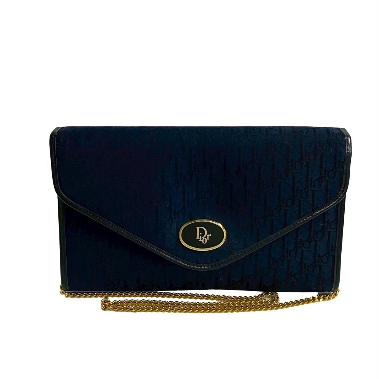 Dior Handbag Christian Shoulder Bag 2 Leather Canvas Blue