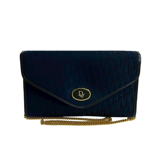 Dior Handbag Christian Shoulder Bag 2 Leather Canvas Blue