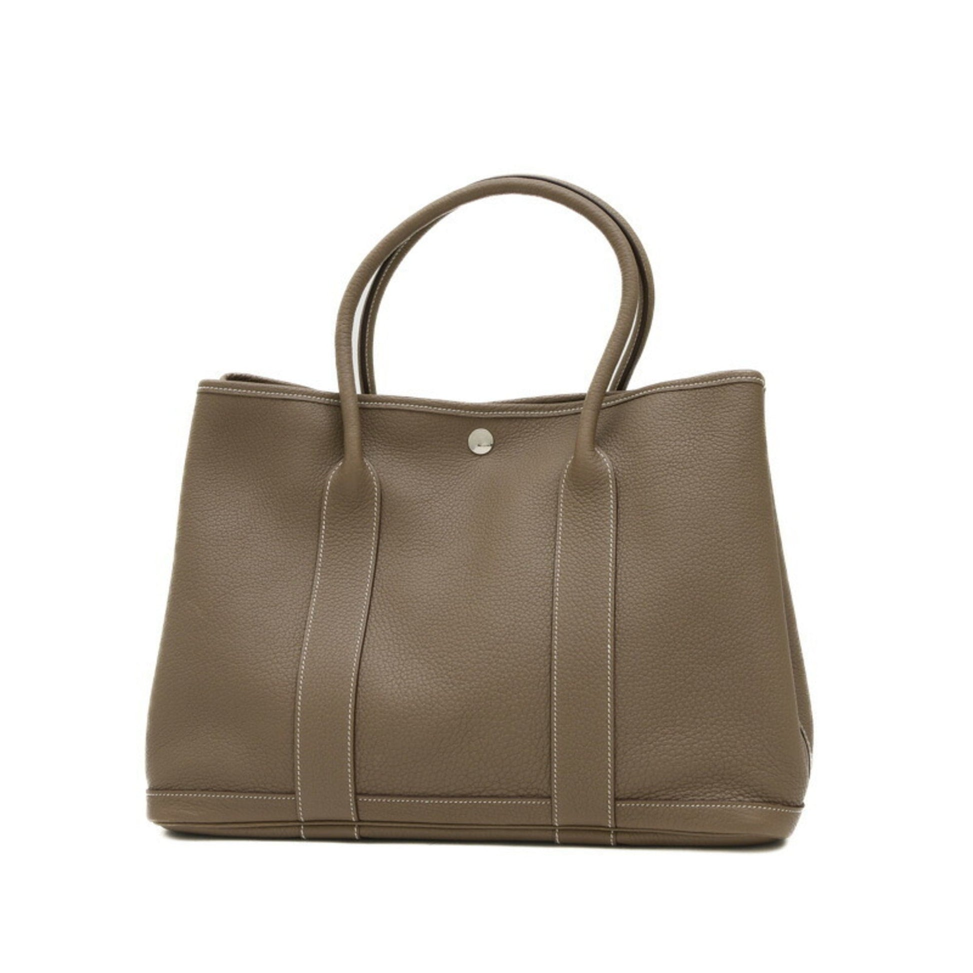 Hermes Etoupe Negonda Handbag Tote Bag Leather Gray