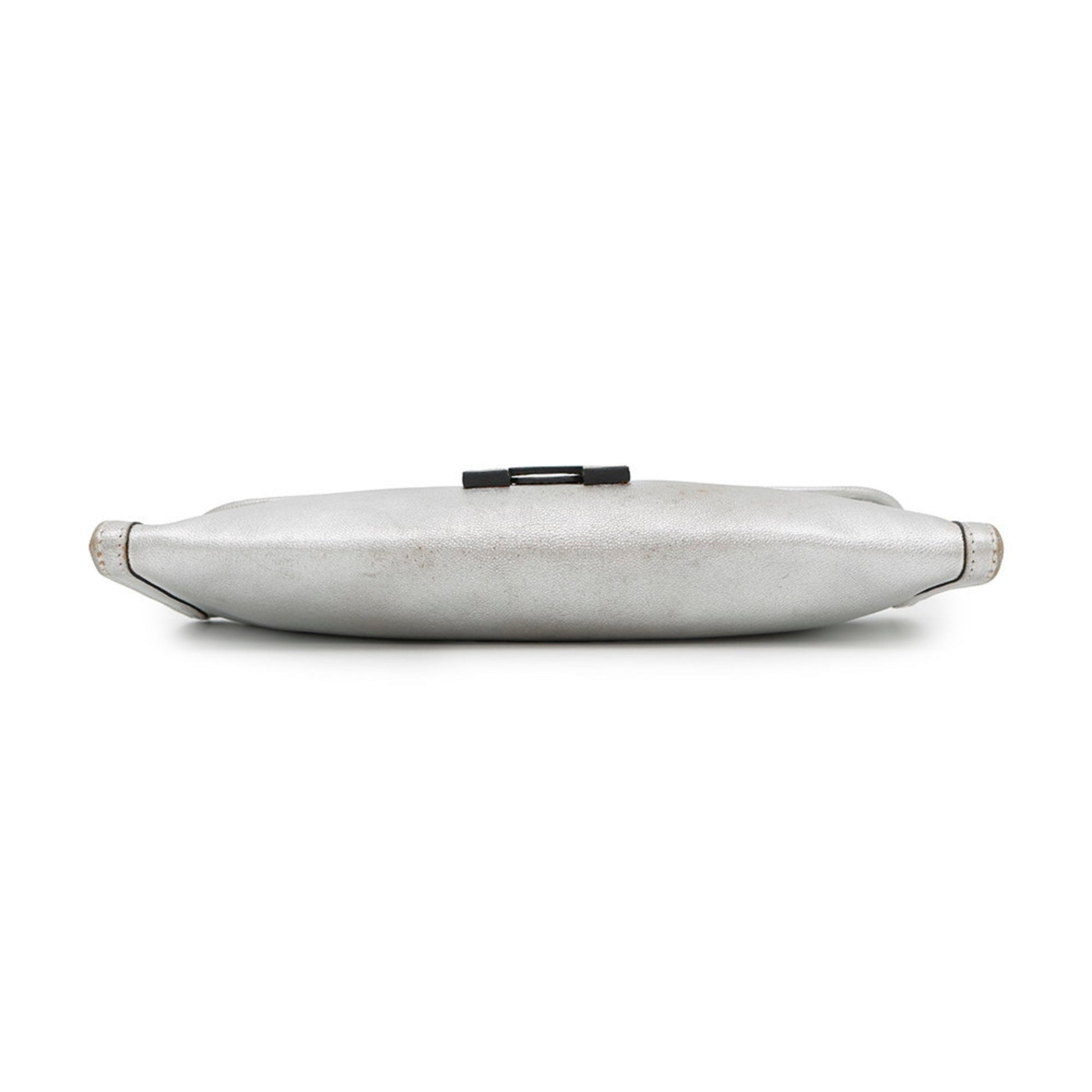 Hermes Jige Chevre Re Clutch Bag Leather Silver