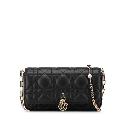 Dior Handbag Christian Shoulder Bag 7 Leather Black