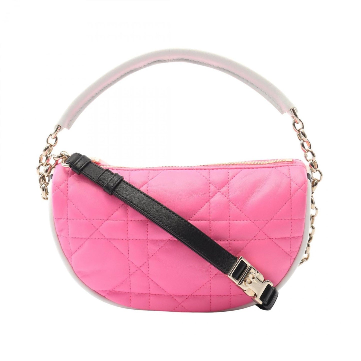 Dior Handbag Christian Shoulder Bag Leather Black White Leather Shoulder Bag
