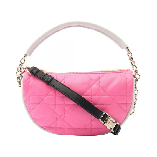 Dior Handbag Christian Shoulder Bag Leather Black White Leather Shoulder Bag