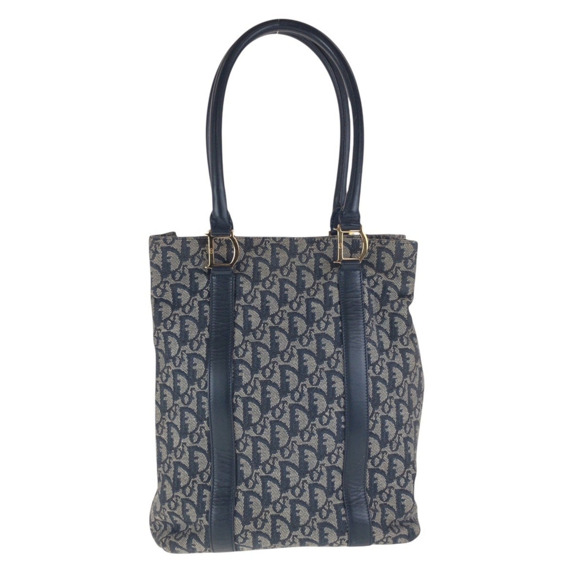 Dior Handbag Christian Shoulder Bag Tote Bag Leather Canvas Blue