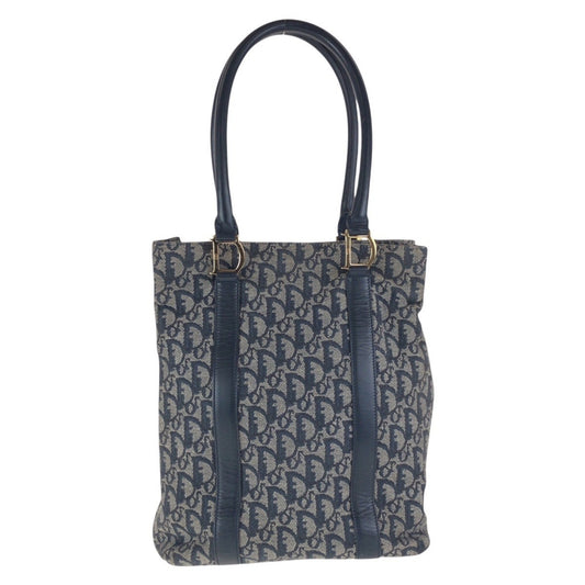 Dior Handbag Christian Shoulder Bag Tote Bag Leather Canvas Blue