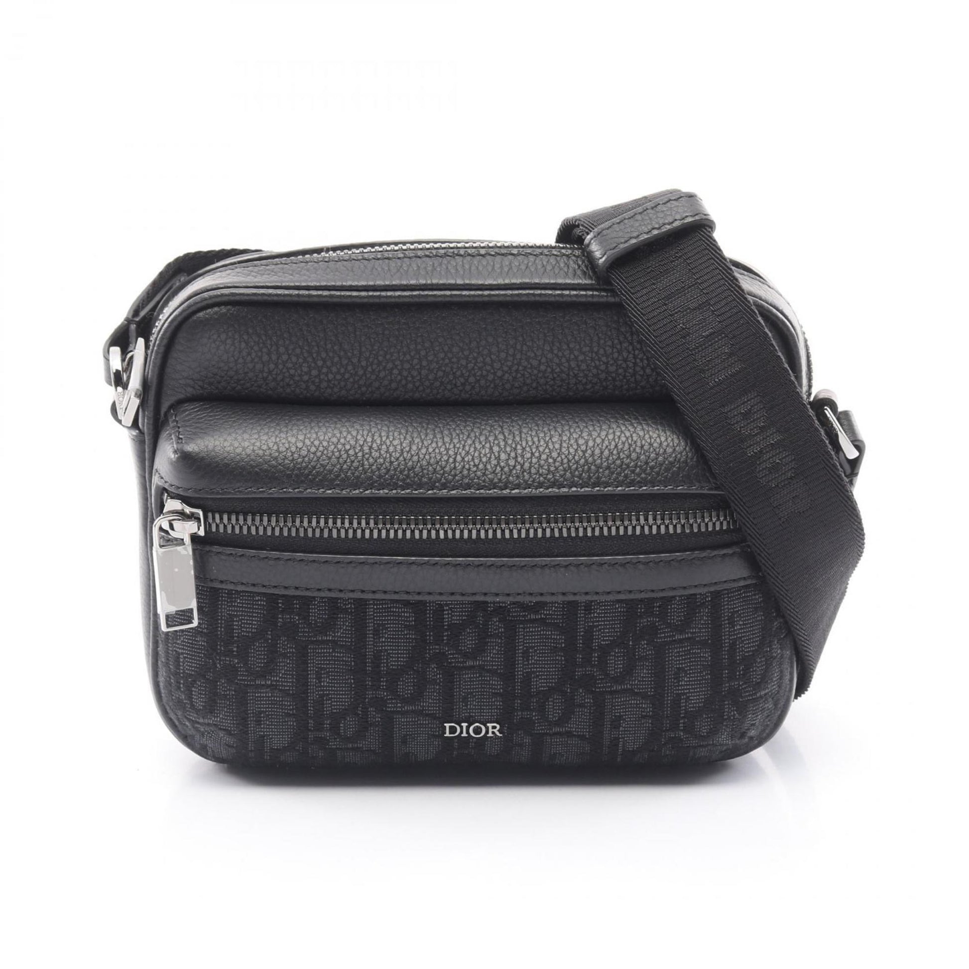 Dior Handbag Christian Messenger Bag Shoulder Bag Leather Canvas Black