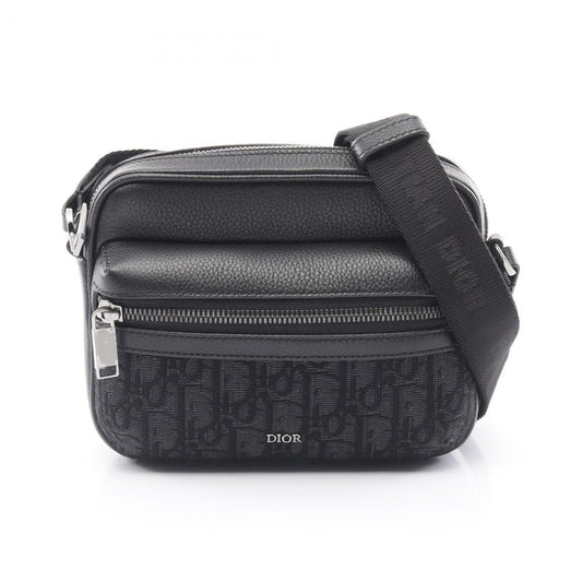 Dior Handbag Christian Messenger Bag Shoulder Bag Leather Canvas Black