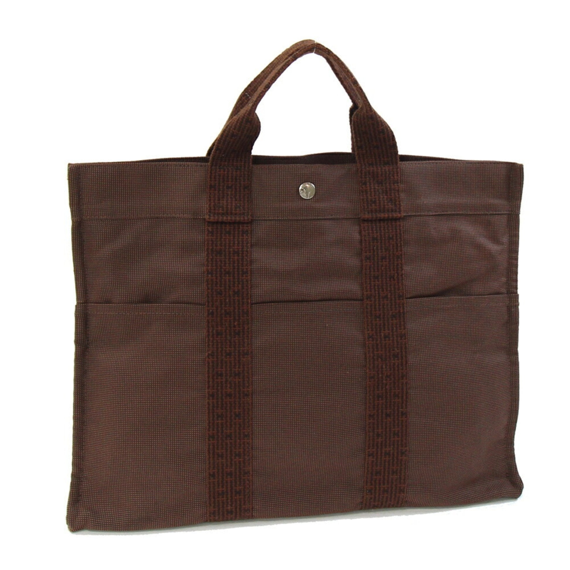 Hermes Handbag Tote Bag Canvas Brown Bag 5
