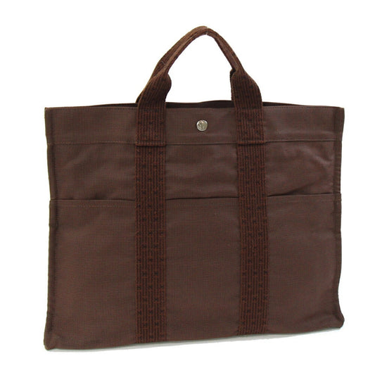 Hermes Handbag Tote Bag Canvas Brown Bag 5