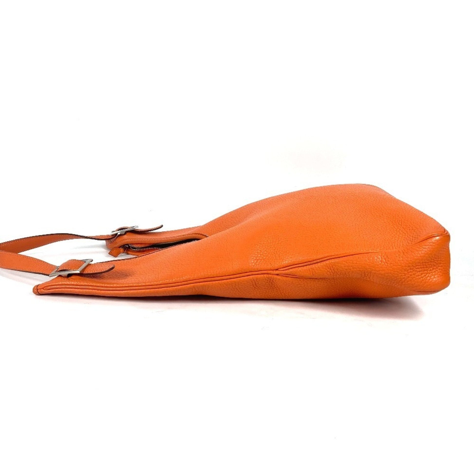 Hermes Taurillon Clemence Shoulder Bag Leather Orange Shoulder Bag 7