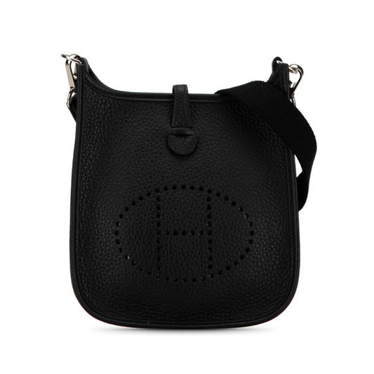 Hermes Evelyne Taurillon Clemence Shoulder Bag Leather Black Shoulder Bag 6