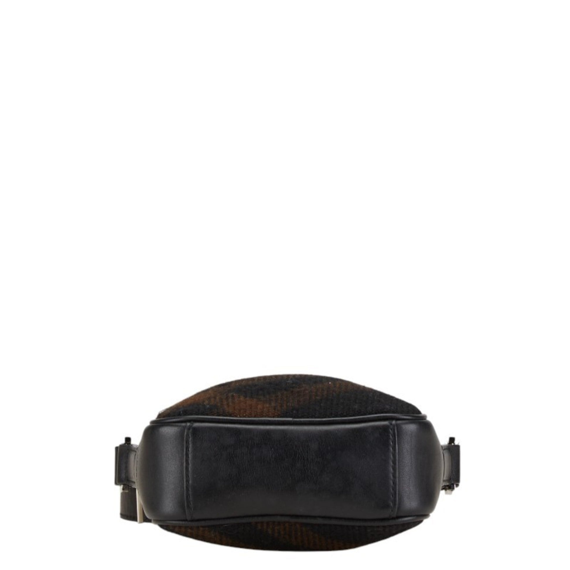 Burberry Wool Shoulder Bag Leather Black Brown