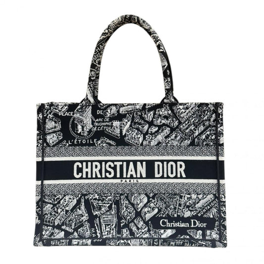 Dior Handbag Christian Tote Bag Canvas Black White
