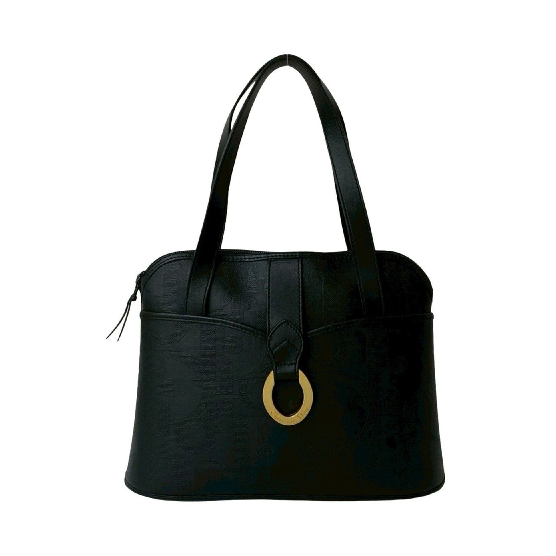 Dior Handbag Christian Pvc Boston Bag Leather Black