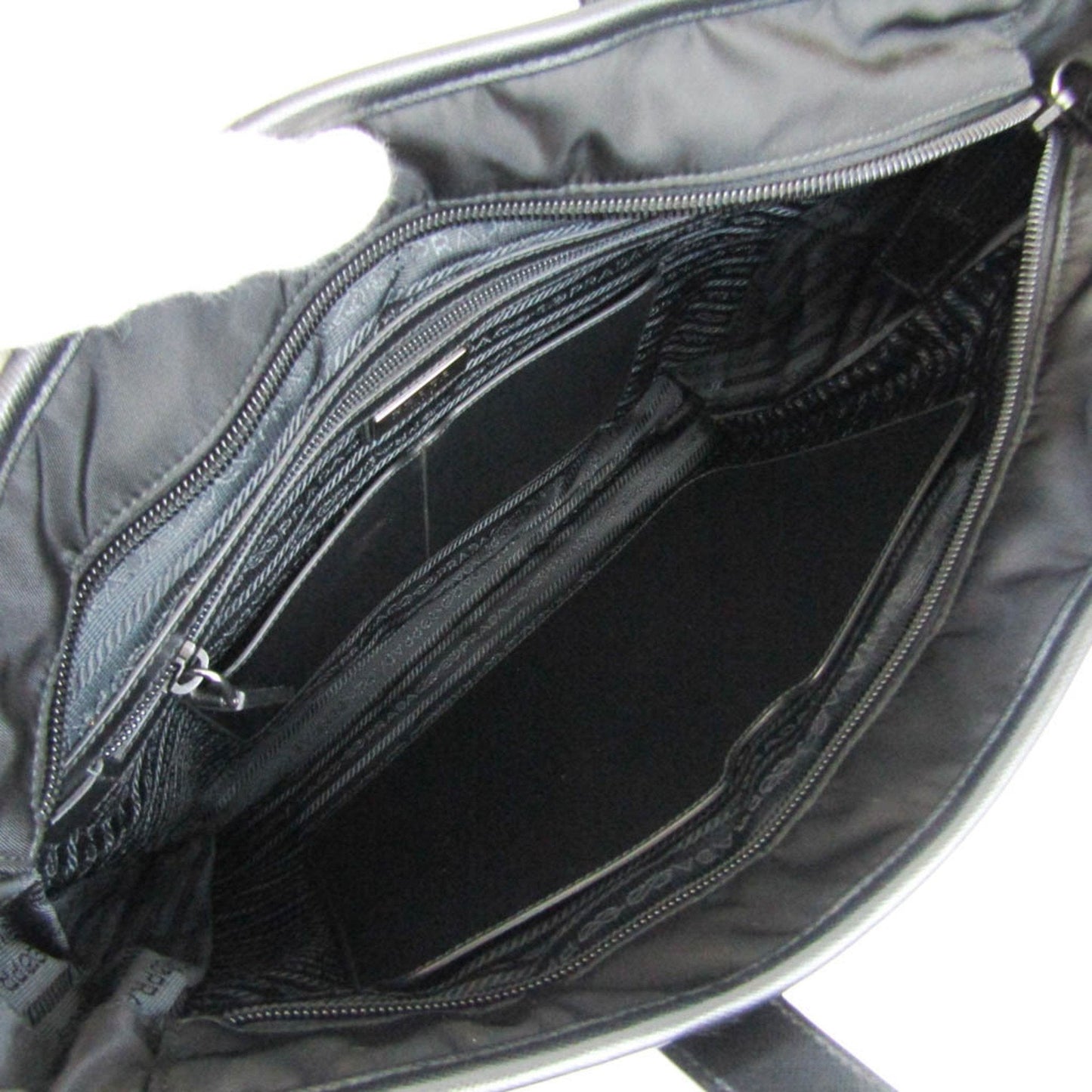 Prada Men Women Shoulder Bag Tote Bag Leather Nylon Black