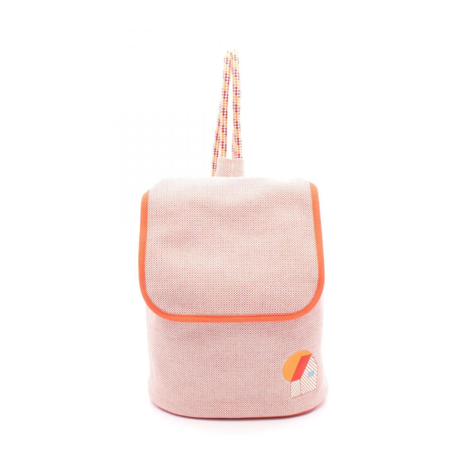 Hermes Multi Color Toile Chevron Backpack Canvas Orange