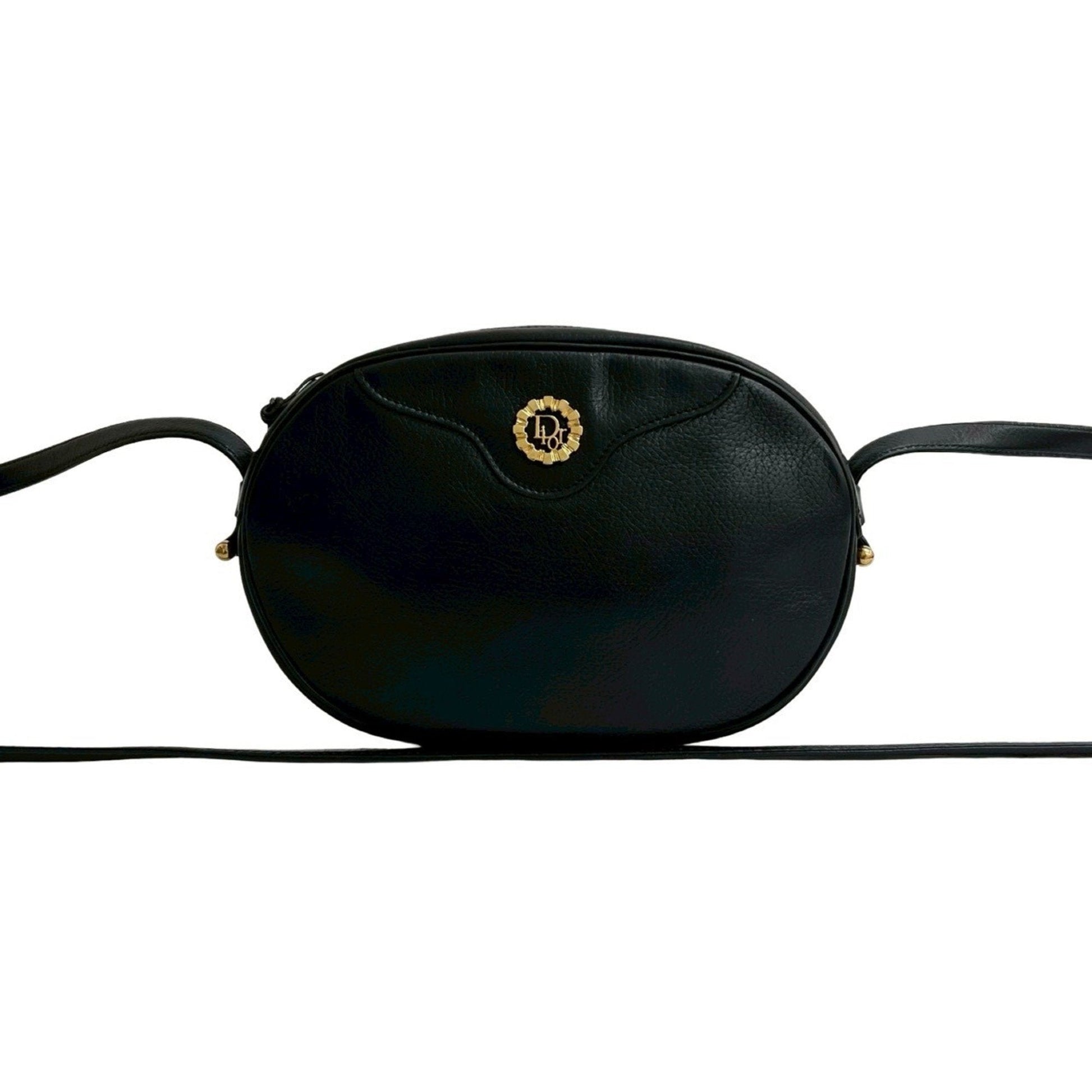 Dior Handbag Christian Pochette Shoulder Bag Leather Black