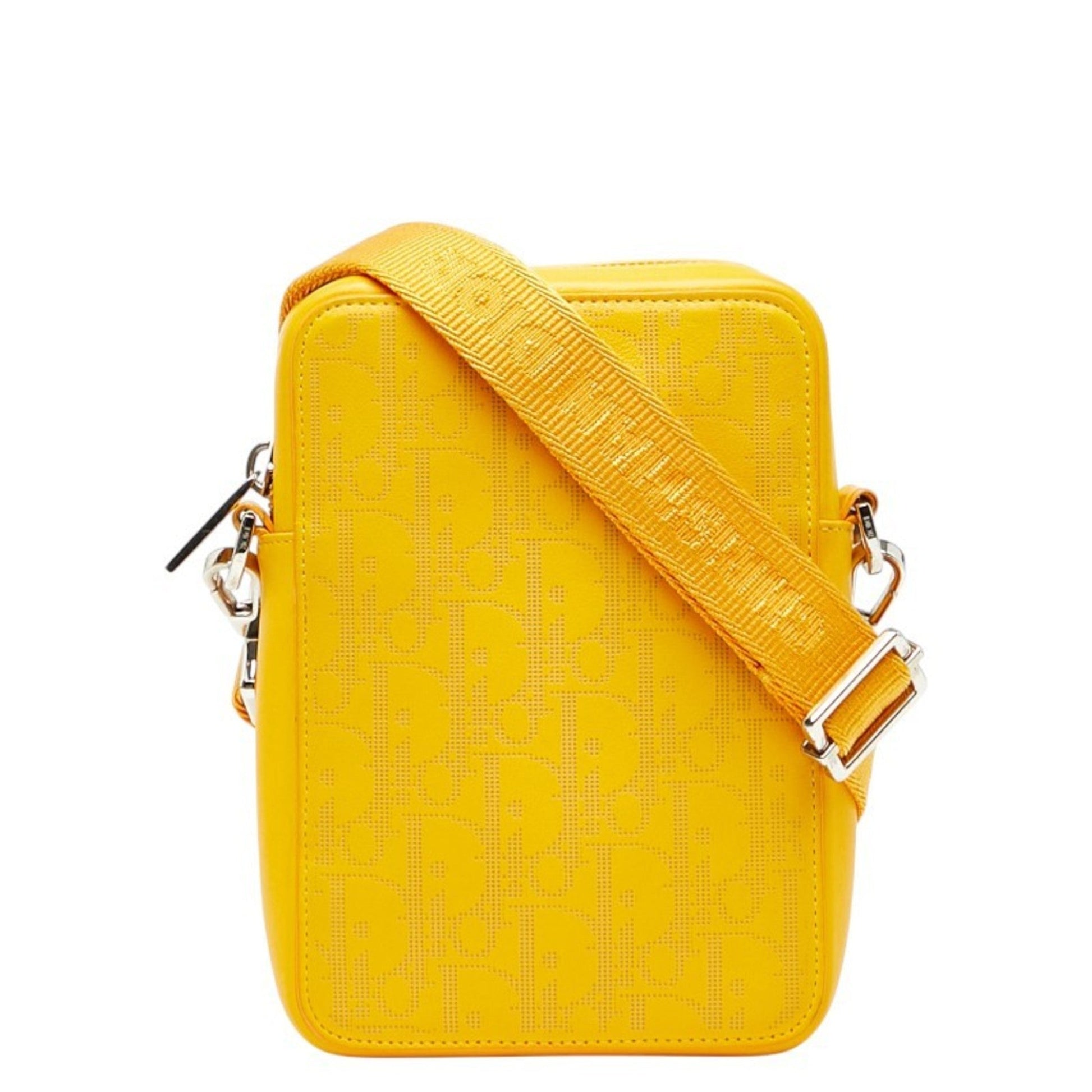 Dior Handbag Christian Trotter Trotter Shoulder Bag Leather Yellow