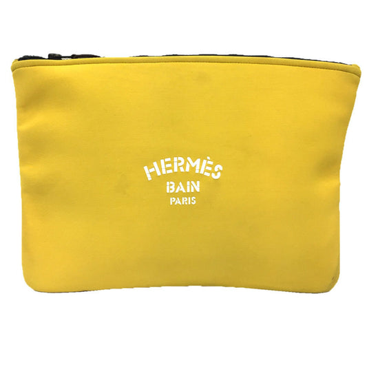 Hermes Polyamide Clutch Bag Pouch Yellow