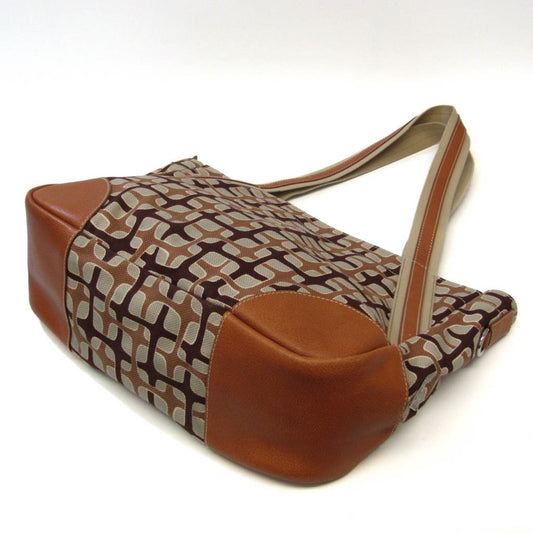 Prada Men Shoulder Bag Tote Bag Light Leather Canvas Brown