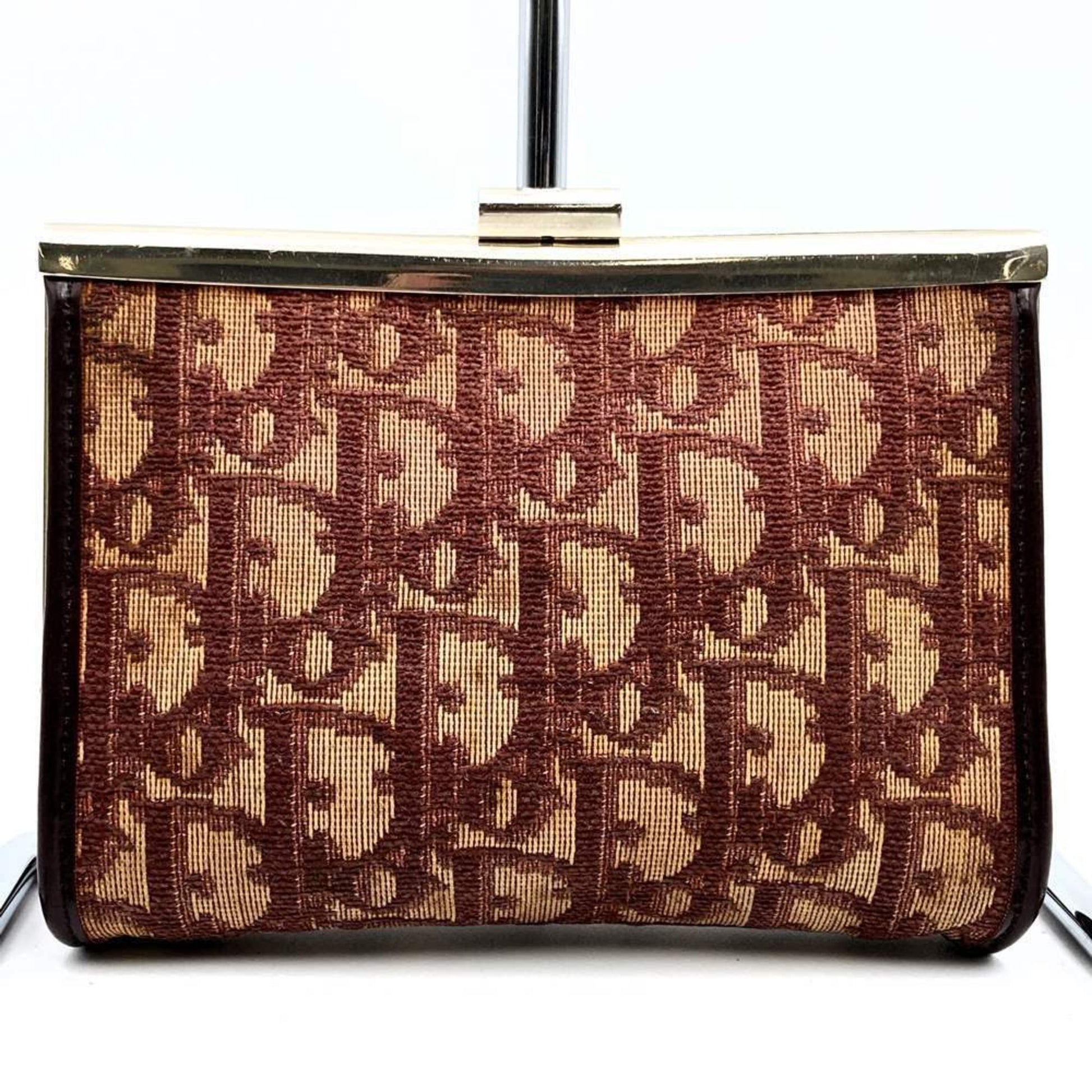 Dior Handbag Christian Color Pouch Canvas Beige Red Satchel Bag