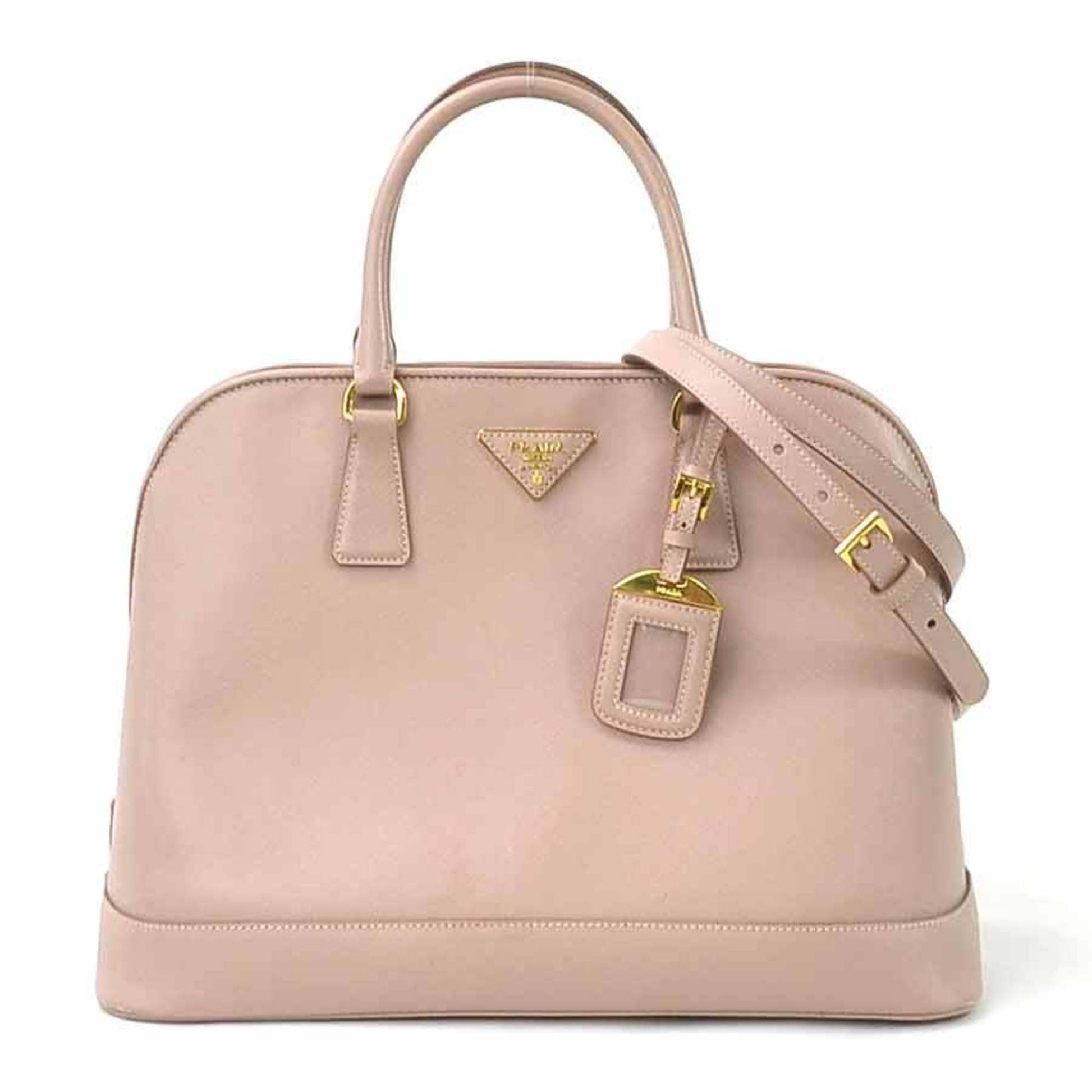 Prada Handbag Shoulder Bag Ladies Leather Beige Pink Gold Ladies Elagzxkjj