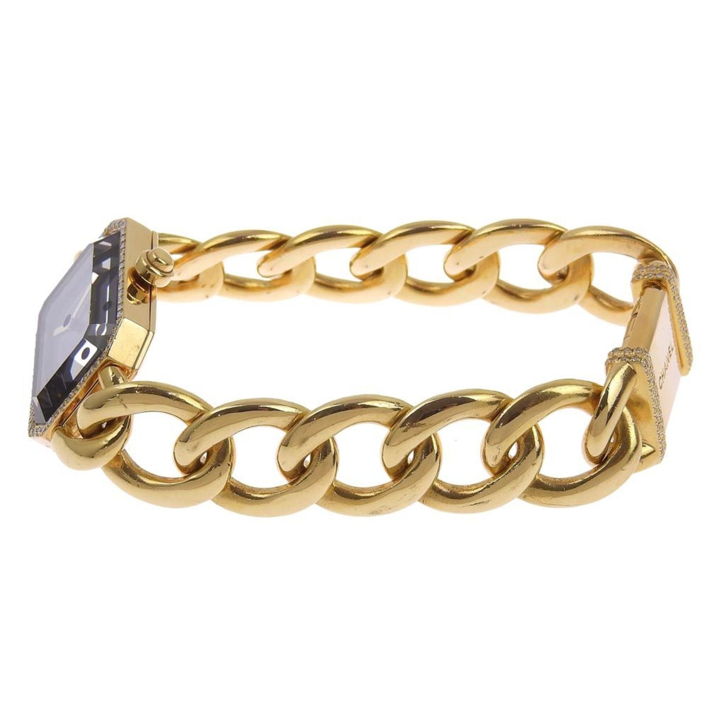 Chanel Premiere XL Watch Diamond Bezel Yellow Gold x Quartz Analog Display Ladies Black Dial