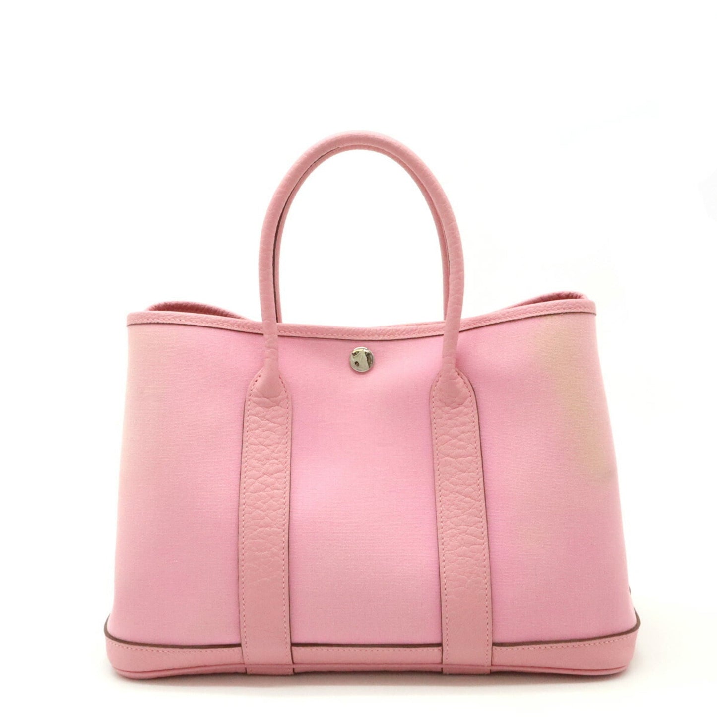 Hermes Toile Officier Handbag Tote Bag Leather Pink
