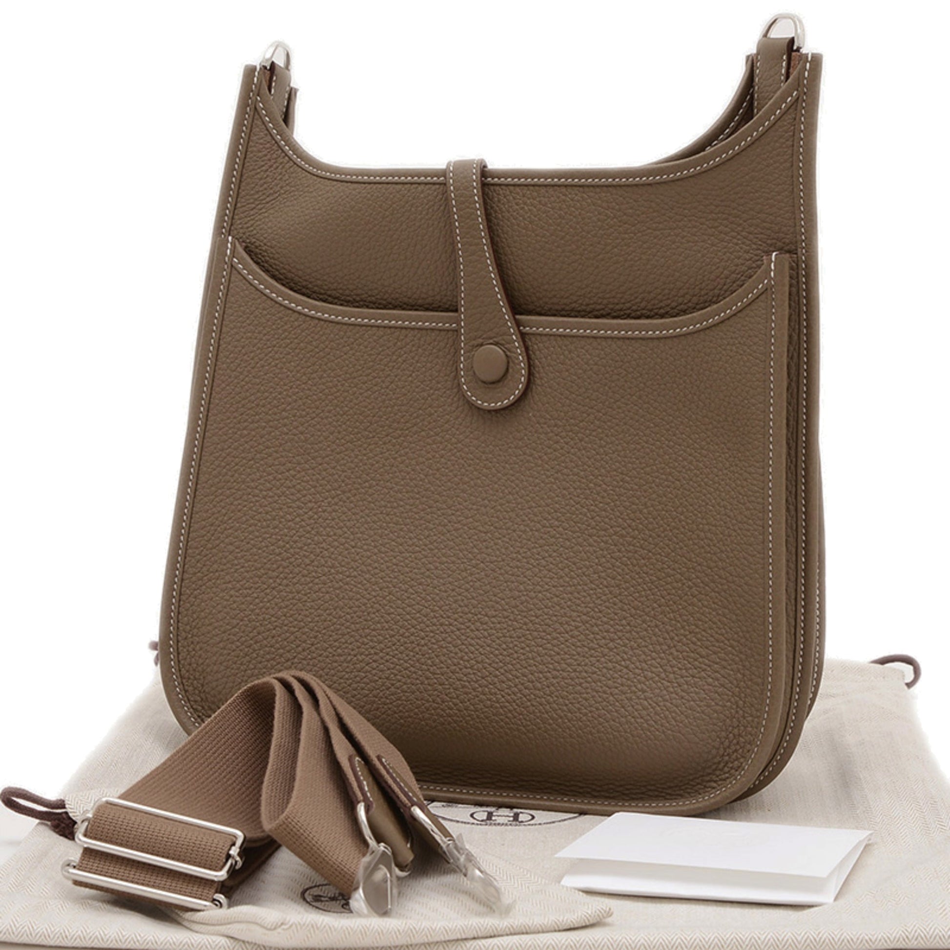 Hermes Evelyne Etoupe Taurillon Clemence Shoulder Bag Leather Gray