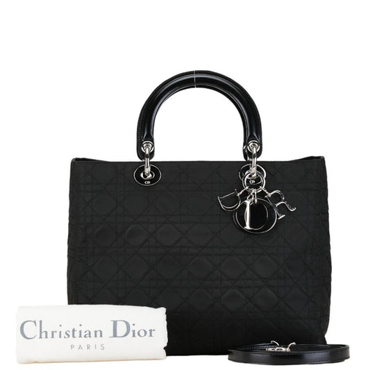 Dior Handbag Christian Cotton Pochette Pouch Shoulder Bag Leather Black